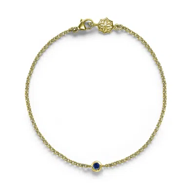 Dower & Hall Women's Single Blue Sapphire Dewdrop Chain Bracelet In Gold Vermeil