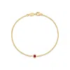 Dower & Hall Women's Single Ruby Dewdrop Chain Bracelet In Gold Vermeil In Gold