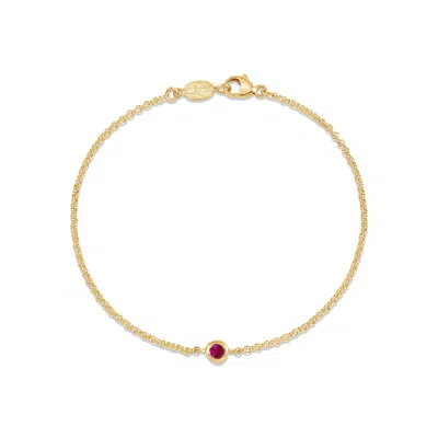 Dower & Hall Women's Single Ruby Dewdrop Chain Bracelet In Gold Vermeil