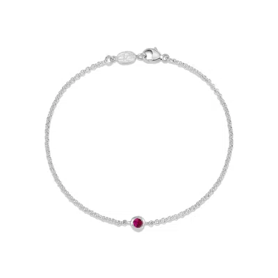 Dower & Hall Women's Single Ruby Dewdrop Chain Bracelet In Sterling Silver
