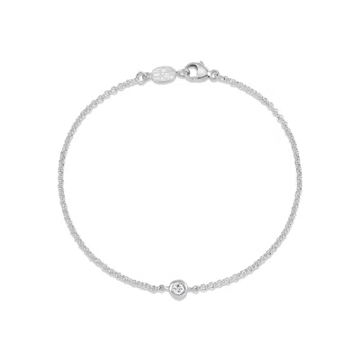 Dower & Hall Women's Single White Sapphire Dewdrop Chain Bracelet In Silver In Metallic