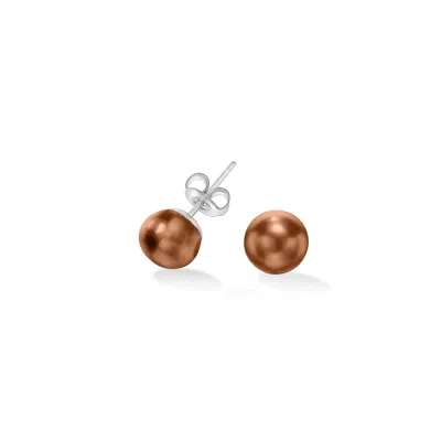 Dower & Hall Women's Small Brown Timeless Freshwater Pearl Studs In Sterling Silver