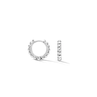 Dower & Hall Women's Small Dotty Huggie Hoops In Sterling Silver In White