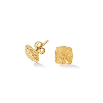 Dower & Hall Women's Small Flat Square Nomad Studs In Gold Vermeil