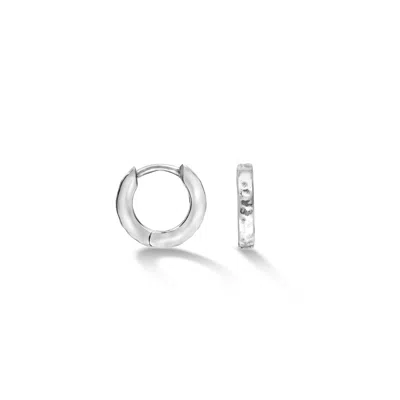 Dower & Hall Women's Small Hammered Huggie Hoops In Sterling Silver In Metallic