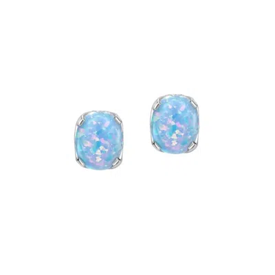 Dower & Hall Women's Small Opal Array Claw Set Ear Studs In Silver In Blue