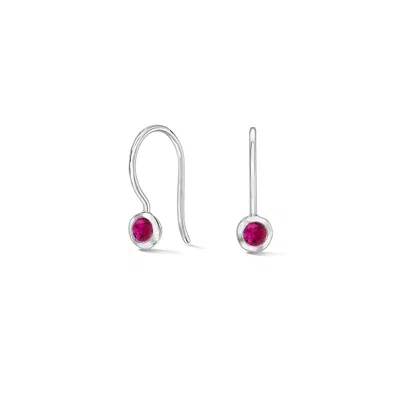 DOWER & HALL WOMEN'S SMALL RUBY DEWDROP EARRINGS IN STERLING SILVER