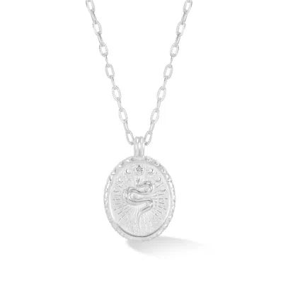 Dower & Hall Women's Snake Talisman Necklace In Silver In Metallic