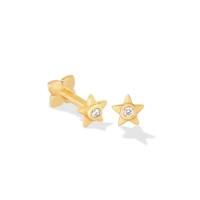 Dower & Hall Women's Solid Gold & Diamond Stargazer Star Labret Single