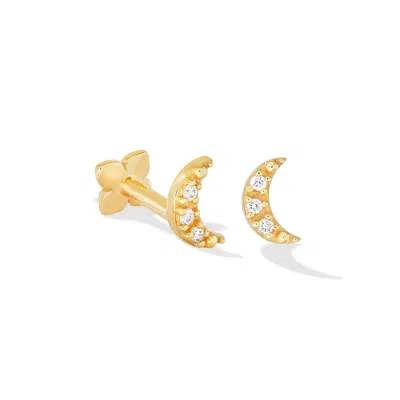 Dower & Hall Women's Solid Gold & Stargazer Diamond Crescent Labret Single