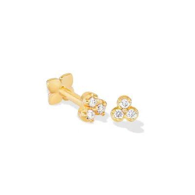 Dower & Hall Women's Solid Gold & Stargazer Diamond Trio Labret Single
