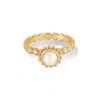 Dower & Hall Women's Solid Gold Anemone Ring With White Pearl