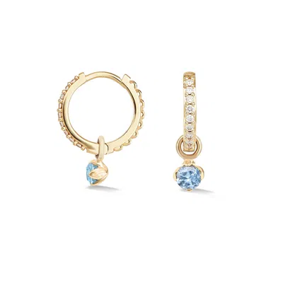 Dower & Hall Women's Solid Yellow Gold Diamond Hoops & Aquamarine Lotus Drops In Orange