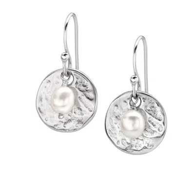 Dower & Hall Women's Sterling Silver Disc & White Pearl Drop Earrings In Silver In Metallic