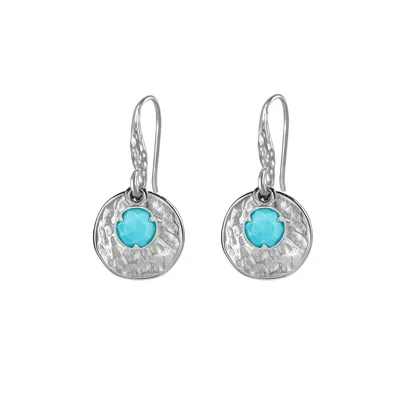 Dower & Hall Women's Sterling Silver Hammered Disc Turquoise Earrings In Metallic