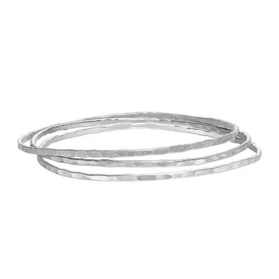 Dower & Hall Women's Sterling Silver Hammered Nomad Bangle Set In Metallic