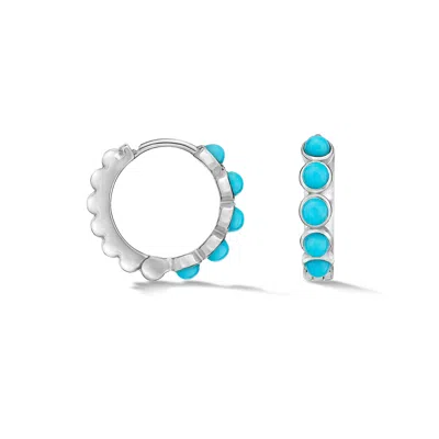 Dower & Hall Women's Sterling Silver Medium Turquoise Huggie Hoops In Blue