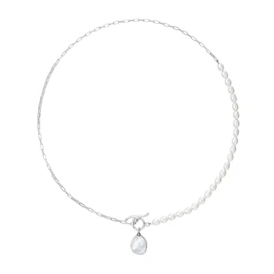 Dower & Hall Women's Sterling Silver White Pearl, Chain & Keshi Charm Drop Necklace In Metallic