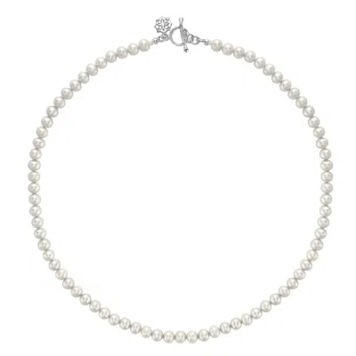 Dower & Hall Women's Timeless Medium White Freshwater Pearl Necklace In Silver In Metallic