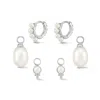 Dower & Hall Women's Timeless Pearl Hoops Set In Silver In Silver