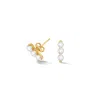 Dower & Hall Women's Timeless Triple Pearl Bar Studs Gold In White