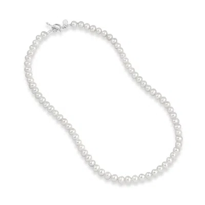Dower & Hall Women's Timeless White Freshwater Pearl Necklace In Silver