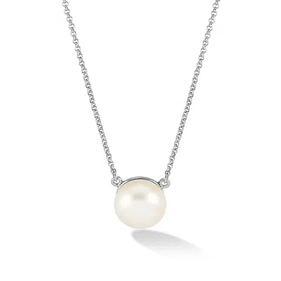 Dower & Hall Women's Timeless White Freshwater Pearl Pendant In Silver