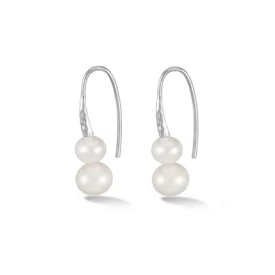 Dower & Hall Women's Timeless White Pearl Duo Earrings Silver In Metallic