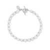 Dower & Hall Women's Timeless White Pearl Halo Bracelet In Sterling Silver In Silver