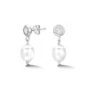 Dower & Hall Women's Timeless White Topaz & White Pearl Earrings Silver In Metallic