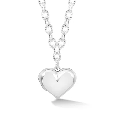 Dower & Hall Women's Treasured Heart Locket Necklace Silver In White