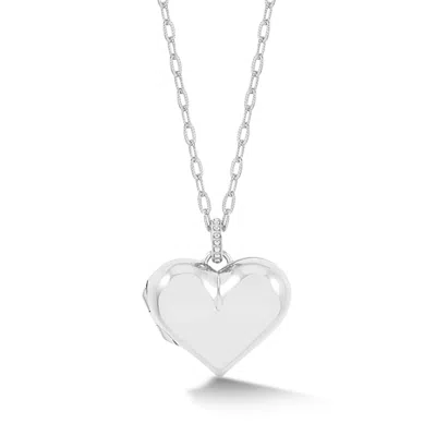 Dower & Hall Women's Treasured Heart Locket Silver In White