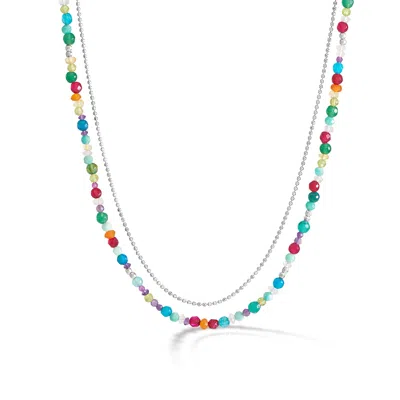 Dower & Hall Women's Tutti Frutti Orissa Mixed Gemstone Necklace In Sterling Silver In Metallic