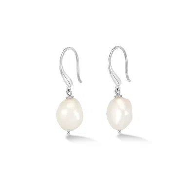 Dower & Hall Women's White Baroque Pearl Earrings In Silver In Metallic