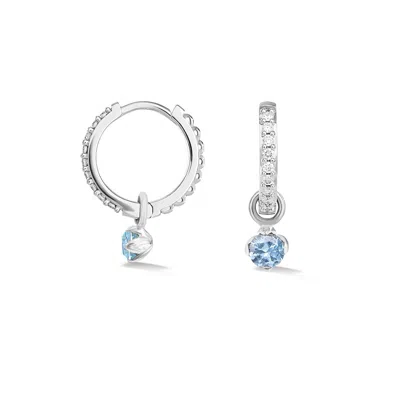 Dower & Hall Aquamarine Orissa Hoops In Silver