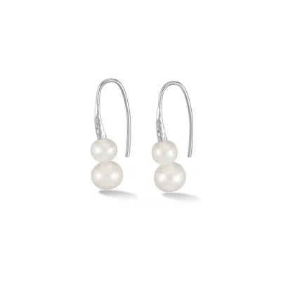 Dower & Hall Women's White Freshwater Pearl Duo Earrings In Silver In Metallic