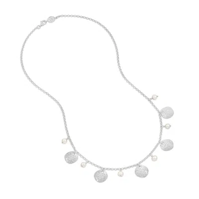 Dower & Hall Women's White Pearl & Disc Collar Necklace In Sterling Silver In Metallic