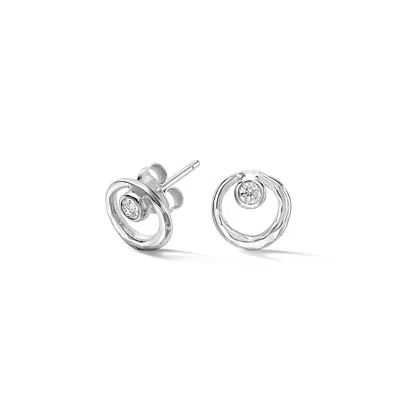 Dower & Hall Women's White Sapphire Circle Dewdrop Studs In Sterling Silver In Gray