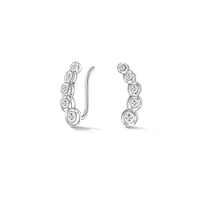 Dower & Hall Women's White Sapphire Dewdrop Ear Climbers In Sterling Silver In Metallic