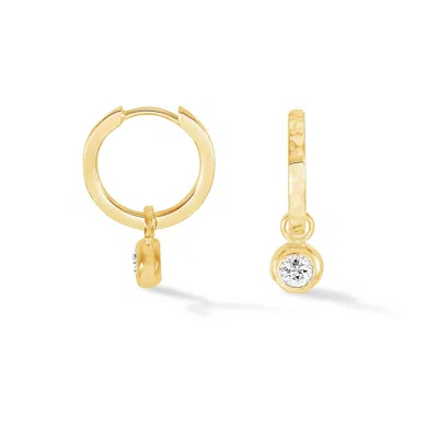 Dower & Hall Women's White Sapphire Hammered Huggie Hoops - Gold