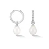 Dower & Hall Timeless Oval Pearl Charm Hoops In White
