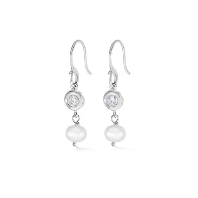 Dower & Hall Women's White Topaz & Pearl Dewdrop Earrings In Sterling Silver