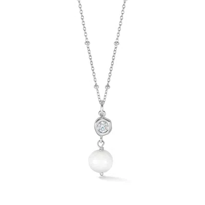 Dower & Hall Women's White Topaz & Pearl Dewdrop Pendant In Sterling Silver