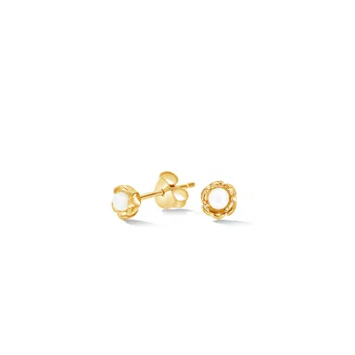 Dower & Hall Women's Wild Rose Pearl Studs In Gold Vermeil In Brown
