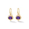 Dower & Hall Women's Yellow / Gold Fine Yellow Gold Anemone Oval Drop Earrings With Amethyst & Diamond In Gold