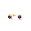 Dower & Hall Women's Yellow / Gold Fine Yellow Gold Anemone Studs With Amethyst In Gold