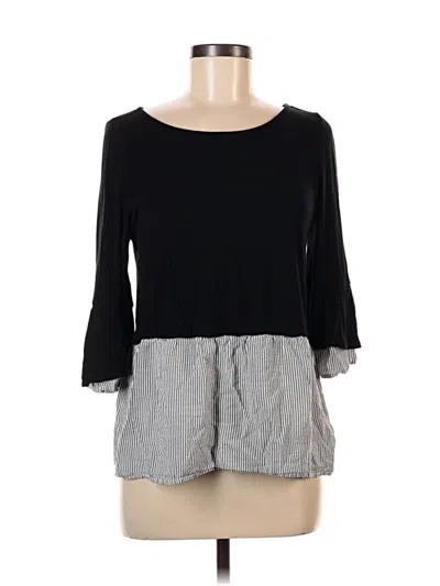 Pre-owned Downeast 3/4 Sleeve Top Black Boatneck Tops