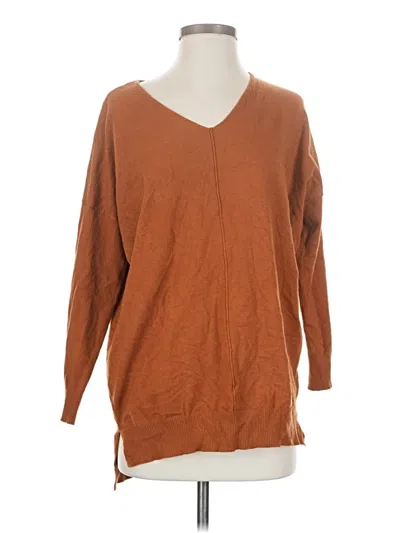 Pre-owned Downeast 3/4 Sleeve Top Brown V-neck Tops