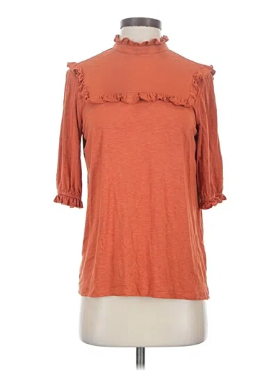 Pre-owned Downeast 3/4 Sleeve Top Orange Cold Shoulder Neckline Tops
