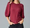 Downeast Adagio Half-sleeved Top In Cabernet